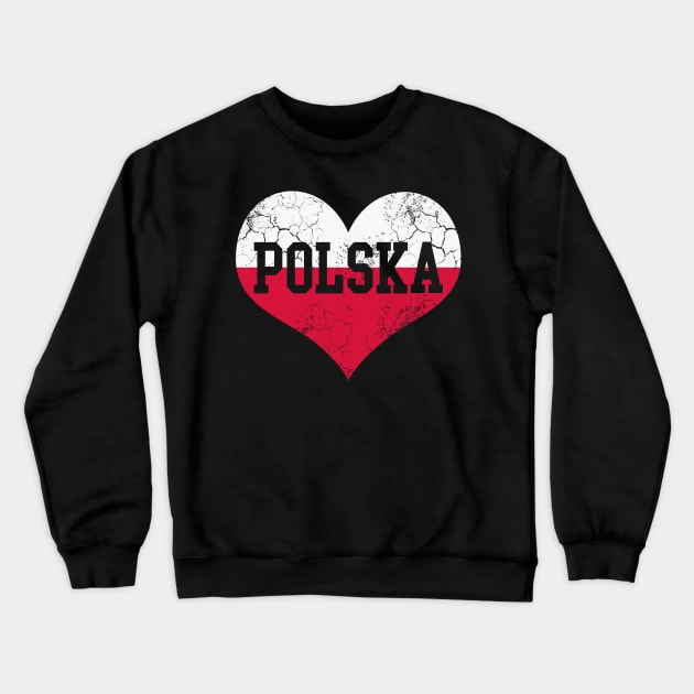 Polska Heart Poland Flag Polish Family Heritage Crewneck Sweatshirt by E